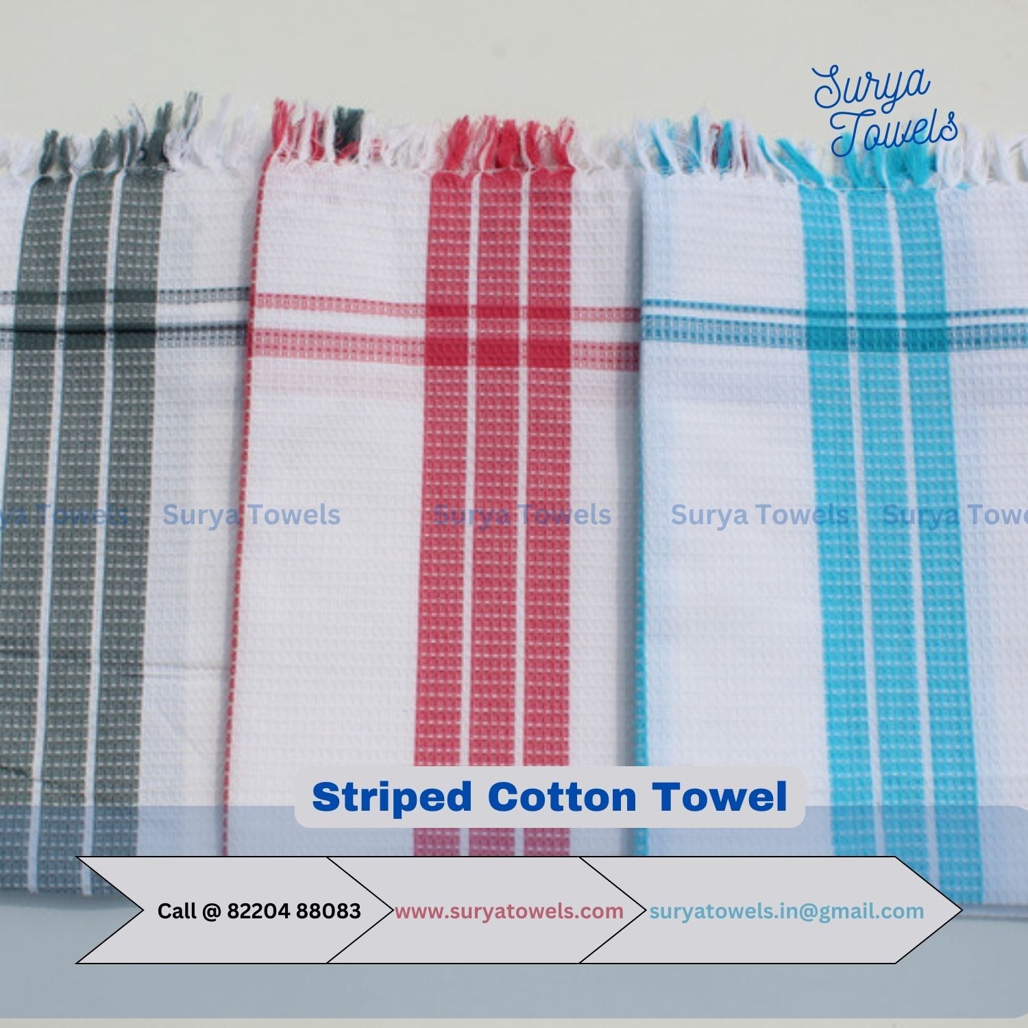 Striped Cotton Towels 30 x 60 180 g