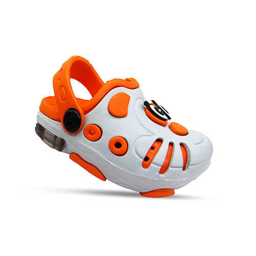 Kids Orange Clogs - Rubber, Various Sizes, Orange White | Comfortable, Lightweight, Water-resistant, Slip-on Design