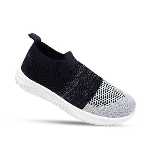 Kids Navy Blue Color Sport Shoes - Knit Fabric, Varying Size, Black and Grey | Breathable, Lightweight, Comfortable, Durable, Stylish, Slip-on, Flexible