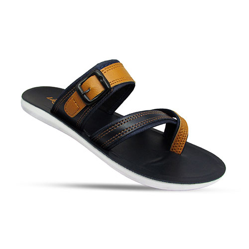 Mens Brown Tan Color Chappal - Leather, Size 8-10, Black | Slip-On, Buckle Strap, Comfortable Fit, Durable PU Sole
