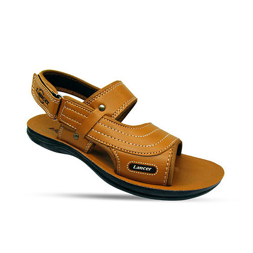 Mens Brown Tan Color Sandals - Leather Upper, Brown, Adjustable Buckle Strap, Durable Rubber Sole, Comfortable Fit