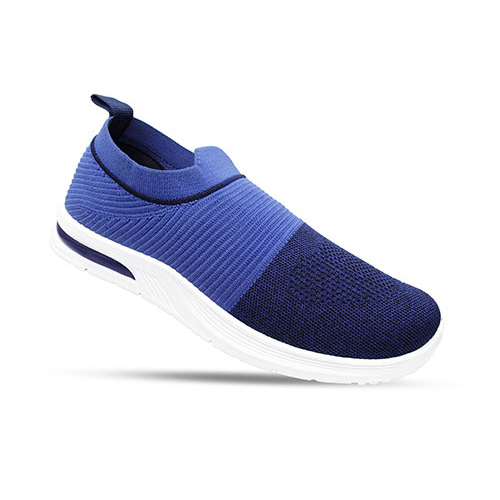 Blue Mens Shoes - Knit Fabric, Blue, Durable Rubber Sole | Comfort, Shock Absorption, Lightweight, Stylish Pattern