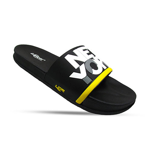 Grey Black and Yellow Color Slippers - EVA Men's Black