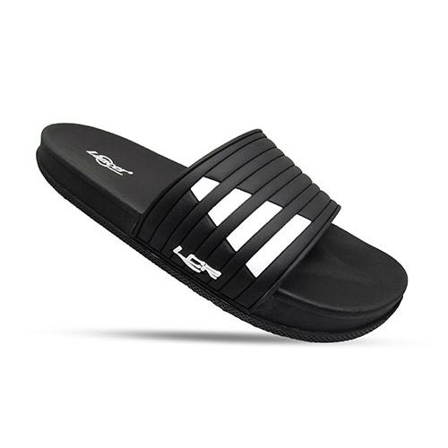 Black and White Color Slippers - Rubber Slip-On, Men's, Black | Comfortable, Durable, Lightweight, Breathable