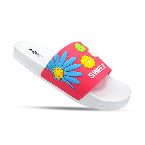 Women Pink and White Slippers