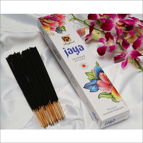 Jaya Incense Stick - 100% Natural Bamboo, Standard Size, Black Color | Eco-Friendly, Herbal Fragrance, Round Shape, Straight Feature, Indian Style