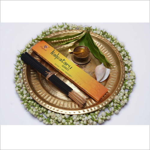 Kalpataru Incense Stick - 100% Natural Bamboo, Standard Size, Black Color | Floral Fragrance, Eco-Friendly, Round Shape, Includes Incense Holder