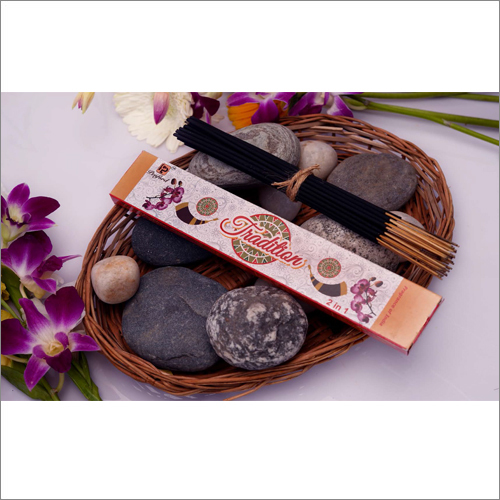 Tradition Incense Stick - 100% Natural Bamboo, Standard Size, Black Color - Straight Shape, Eco-Friendly, Rough Surface, Includes Incense Holder, Floral Fragrance