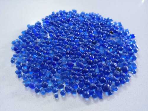 Decorative Colored glass stone Crushed Ocean blue dark cobblet blue sea blue Broken Glass round Block Chips glass gravels price per tone