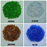 Decorative Colored glass stone Crushed Ocean blue dark cobblet blue sea blue Broken Glass round Block Chips glass gravels price per tone