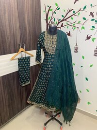 REYON WITH GOLD PRINT  WITH EMBROIDERY KURTI