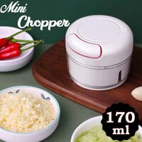Mini Garlic Chopper Mixer Portable Cordless Grinder (2402) - Stainless Steel, 10x10x9 Cm (170ml), White/multi | Efficient Mixer Grinder For Easy Food Preparation