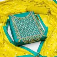 CHANDERI SILK WITH CODDING WORK SEQUENCE WORK
