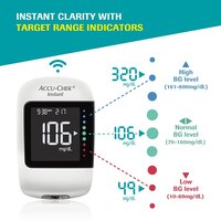 AccuChek Instant Blood Glucose Glucometer with Bluetooth with Vial of 10 Strips 10 Lancets and a Lancing Device FREE for Accurate Blood Sugar Testing