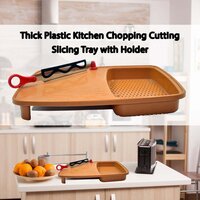 Thick Plastic Kitchen Chopping Cutting Slicing Tray with Holder (2103)