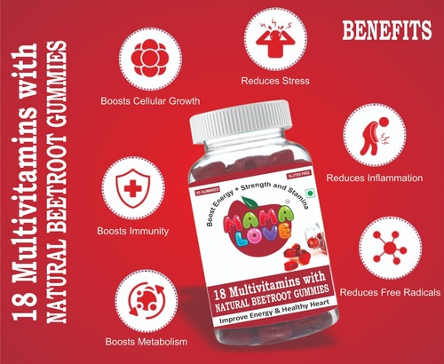 18 Multivitamins with natural beetroot gummies