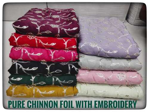 pure chinnon foil with embroidery