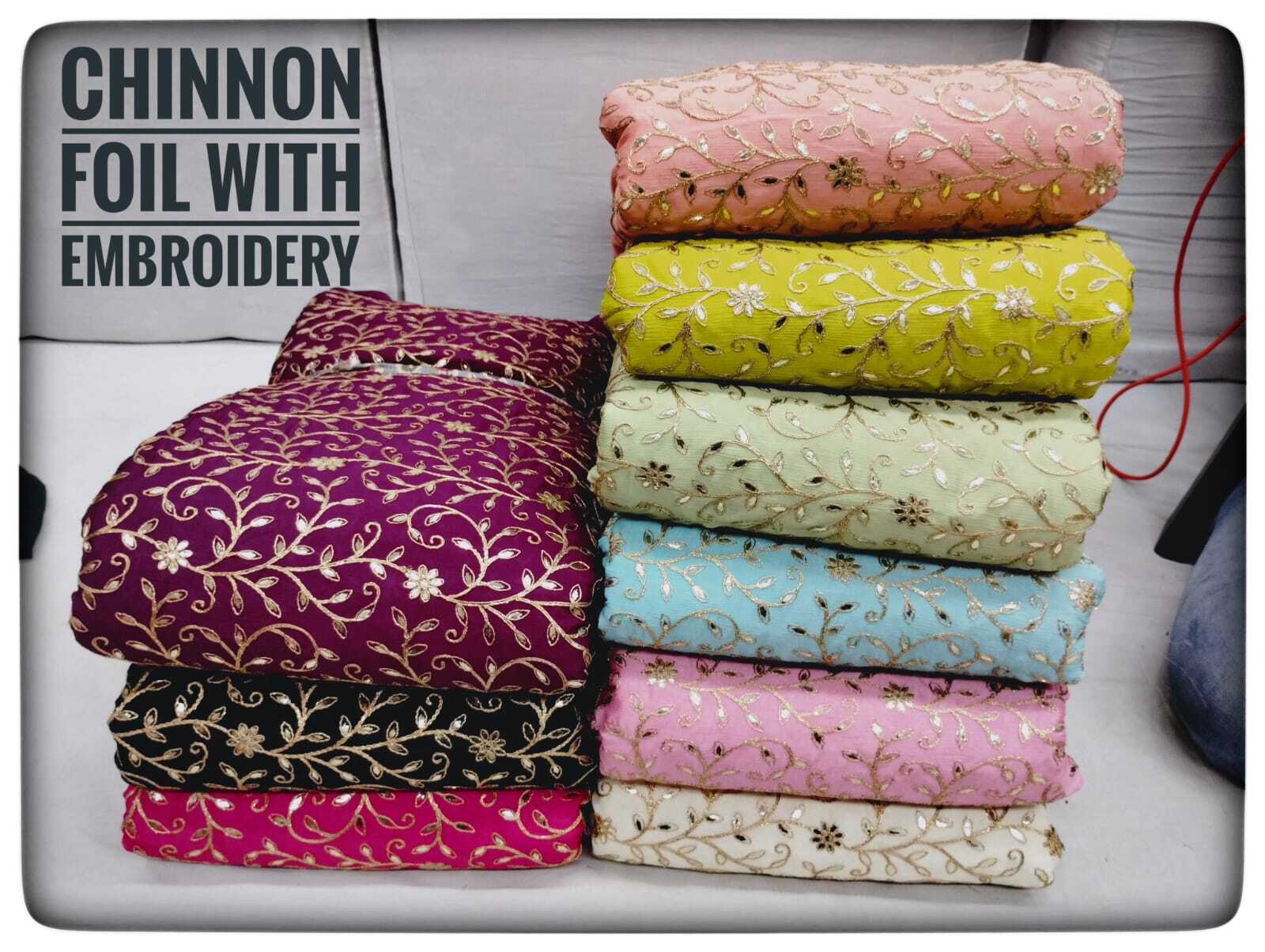pure chinnon foil with embroidery