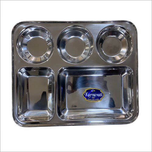 Silver Bhojan Patra Watika Compartment Plate