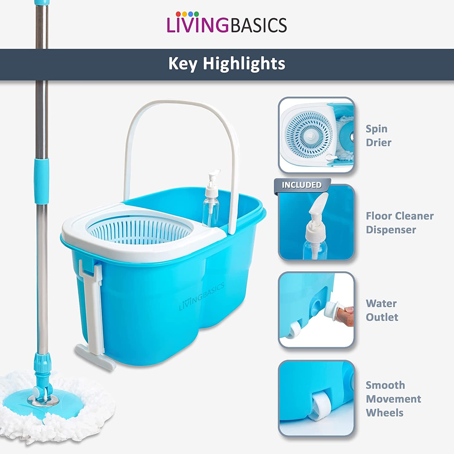 Mop with Bucket for Floor Cleaning (Turbo)