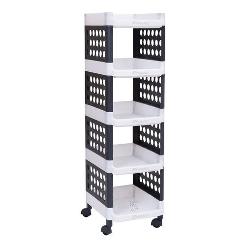 5 Layer White Grey Multipurpose Plastic Storage Rack