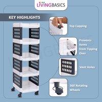 5 Layer White Grey Multipurpose Plastic Storage Rack