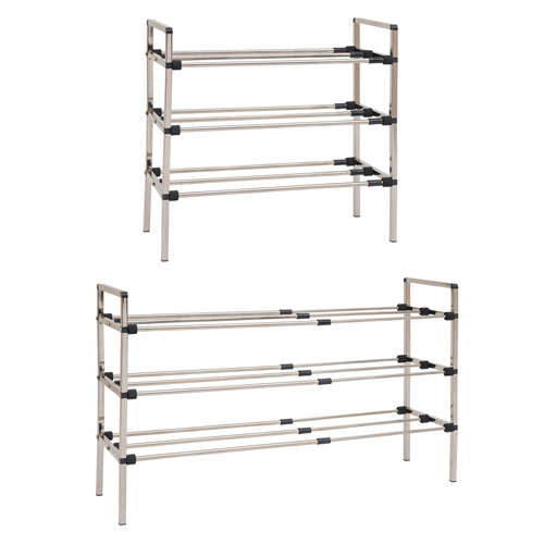 3 Layer Stainless Steel Expandable Rod Shoe Rack