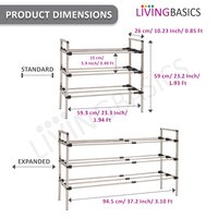 3 Layer Stainless Steel Expandable Rod Shoe Rack