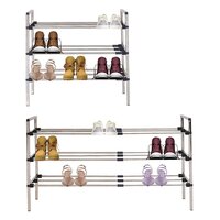 3 Layer Stainless Steel Expandable Rod Shoe Rack