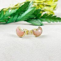 Sunstone Gemstone 6x8mm Crescent Sterling Silver Gold Vermeil Bezel Stud