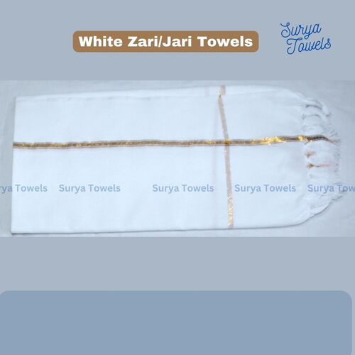 White Zari Towels 27 x 54
