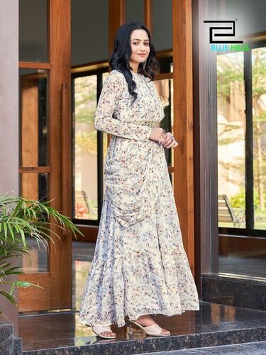 Pure Georgette Gown With Dupatta Attached Style
