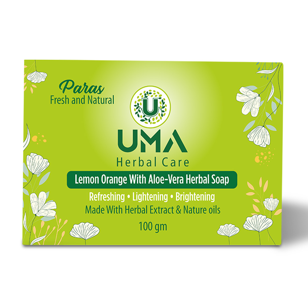 Uma Herbal Care Lemon Orange Aloe Vera Bathing Soap| Herbal Soap Bar for Brightening & Hydration |Organic Soap for Oily & Acne Skin Problem| Natural Chemical-Free Skincare