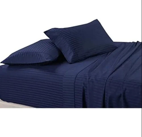 Blue Satin Stripe Dyed Double Bed Sheet