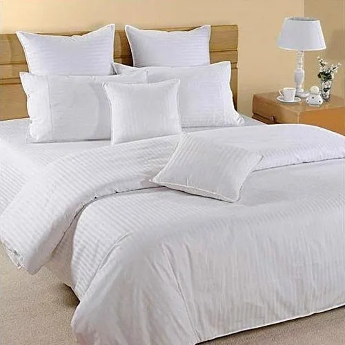 White Satin Stripe Hotel Bed Sheet