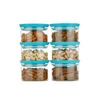 Plastic Airtight Container - 500 Milliliter, Round Shape | Eco-friendly, Biodegradable In Black, Blue, And Gray