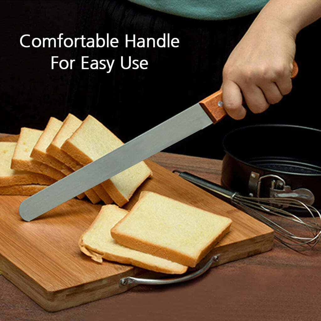 17 inch Stainless Steel Bread Knife Toast Slicing Knives Cake Slicer Baking Pastry Cutter with Wooden Handle. (2999)