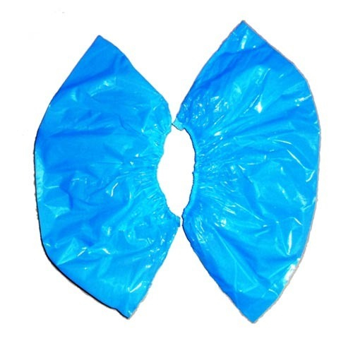 LDPE Poly Short Shoe Cover - LDPE, One Size, Blue, 20 Microns | Easy To Use, Disposable, Lightweight, Durable, Bulk Pack 100 Pcs