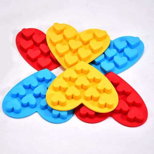 Multi / Assorted Silicone 10 Cavity Heart Shape Design Chocolate Mould Ice Jelly Candy Mould (2724)