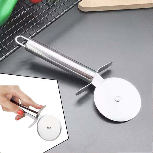 Stainless Steel Pizza Cutter Sandwich and Pastry Cake Cycle Cutter Sharp Wheel Type Cutter (2983)