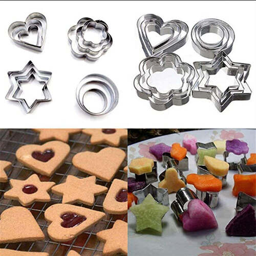 Silver Stainless Steel 4 Different Shape Cookie Cutter/ Cake Mold (2257)