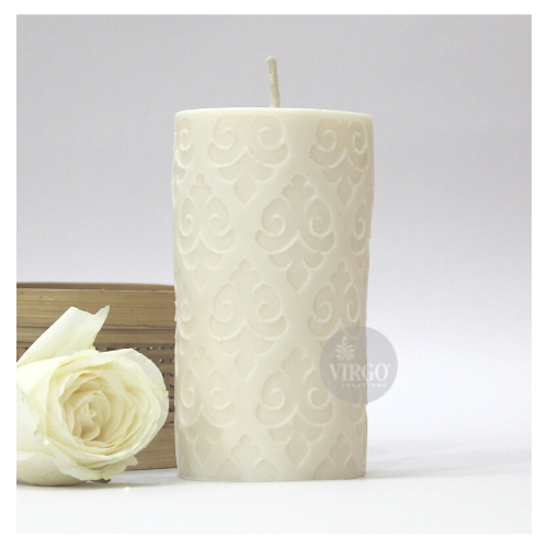 Embossed Motif Design Scented Pillar Candle