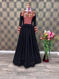 Same Color Beautiful Designer Gown On Heavy Gorgette