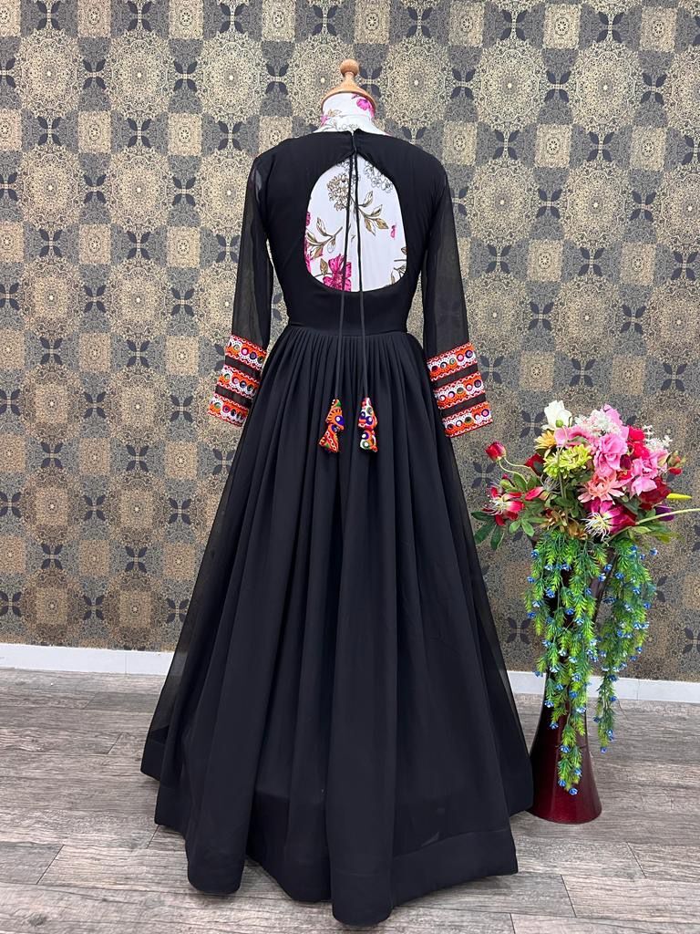 Same Color Beautiful Designer Gown On Heavy Gorgette