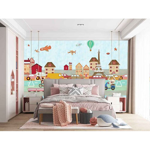 Beautiful Cartoon Cityspace Kids Wallpaper