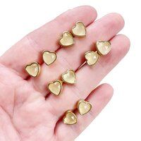 Rose Quartz Gemstone 9mm Heart Sterling Silver Gold Vermeil Bezel Stud