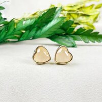 Rose Quartz Gemstone 9mm Heart Sterling Silver Gold Vermeil Bezel Stud