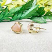 Sunstone Gemstone 9mm Heart Sterling Silver Gold Vermeil Bezel Stud