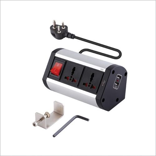 MX 2 Outlet Desk Clamp Mount Power Strip with 2 USB 2.4 Amp Charging Power Stations Master Switch