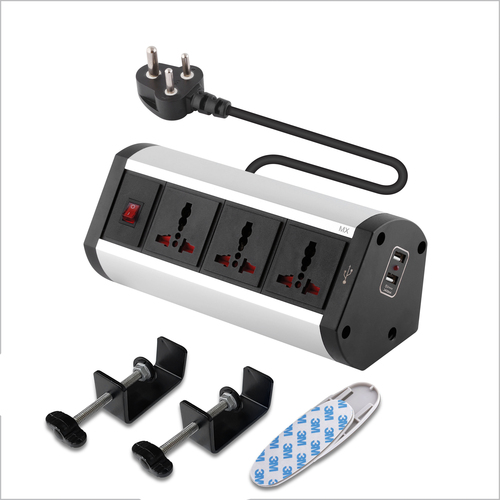 MX Premium Power Console - Aerospace Grade Aluminum, 20x8.5x9 cm | 3 Universal Sockets, 2 USB Ports, 1 Year Warranty, Dual Pole LED Indicator Switch